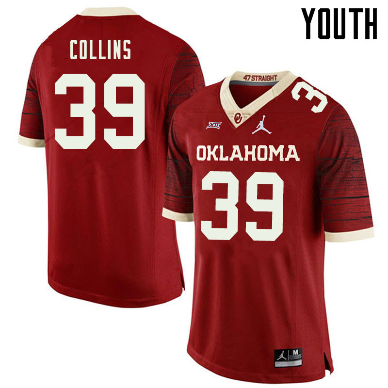 Jordan Brand Youth #39 Doug Collins Oklahoma Sooners College Football Jerseys Sale-Retro - Click Image to Close